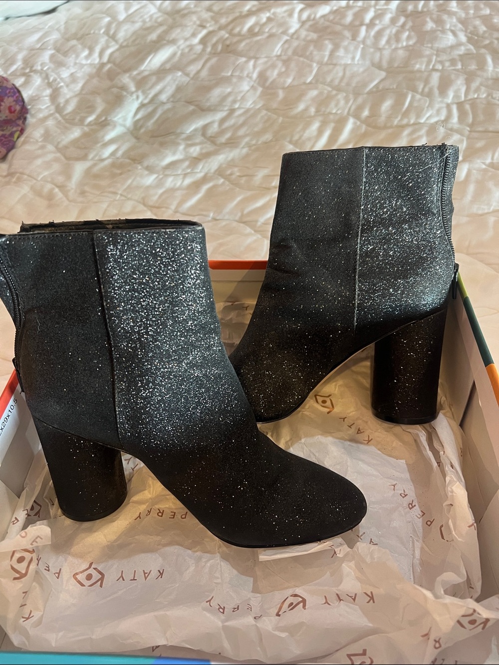 Katy Perry Collections Black Glitter Ankle Boots